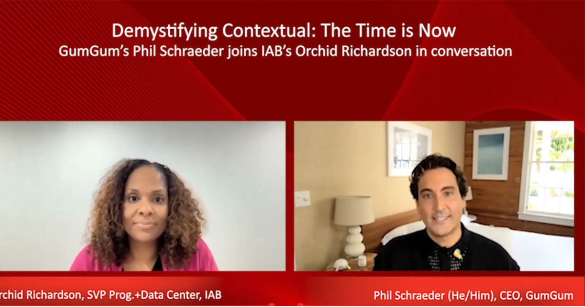 Image showing GumGum CEO, Phil Schraeder, speaking at the "IAB Demystifying Contextual" webinar