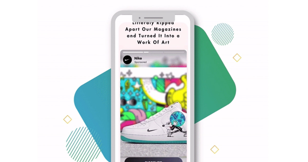 Graphic depicting GumGum's new ad unit displaying a Nike ad on a mobile device