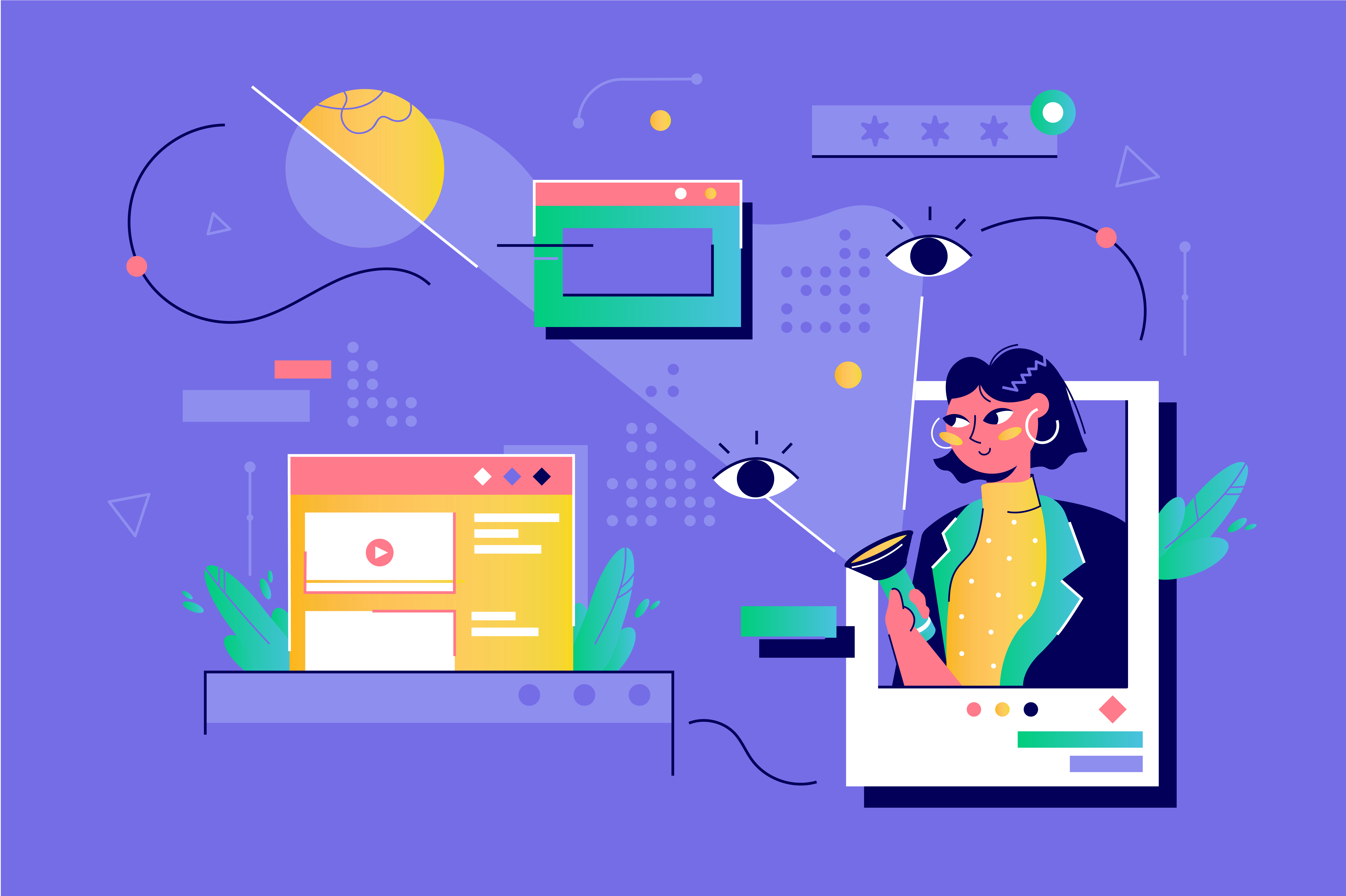 illustration depicting 2022 top marketing trends